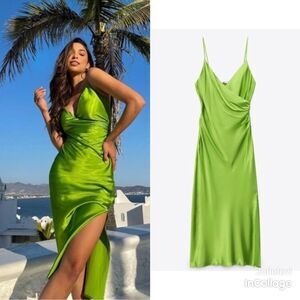 ZARA DRAPED LINGERIE-STYLE DRESS